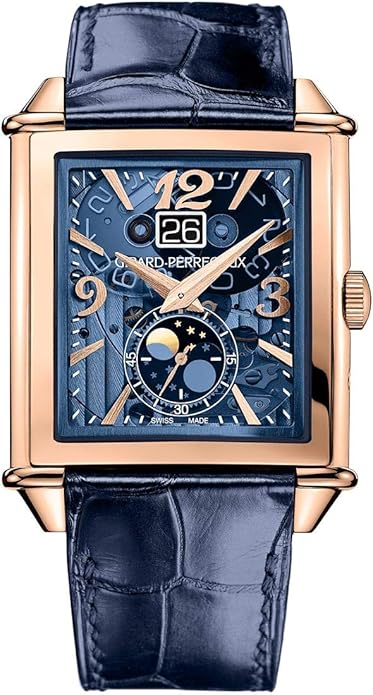 Girard Perregaux Vintage 1945 XXL Blue Tinted Rose Gold Moonphase Mens Watch