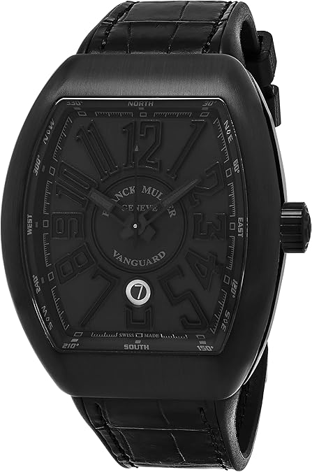 Franck Muller Vanguard Mens Black Face Automatic Date Black Rubber Strap Swiss Watch V 45 SC DFTT NR BR NR