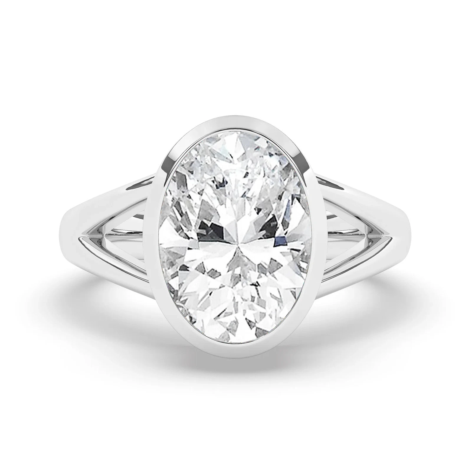 Oval Solitaire Labgrown Diamond Engagement Ring 14k White Gold 7 Ct F VVS2