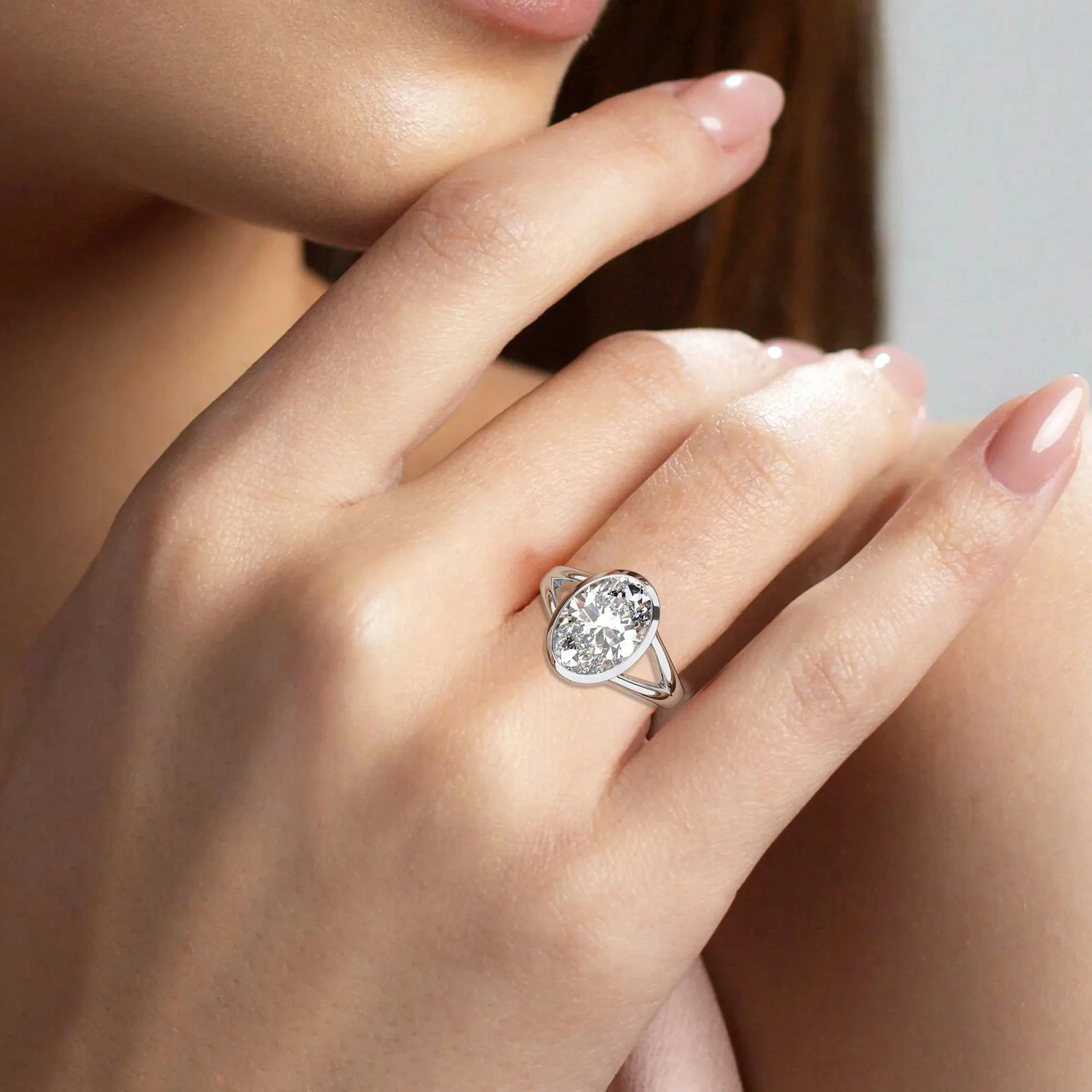 Oval Solitaire Labgrown Diamond Engagement Ring 14k White Gold 7 Ct F VVS2