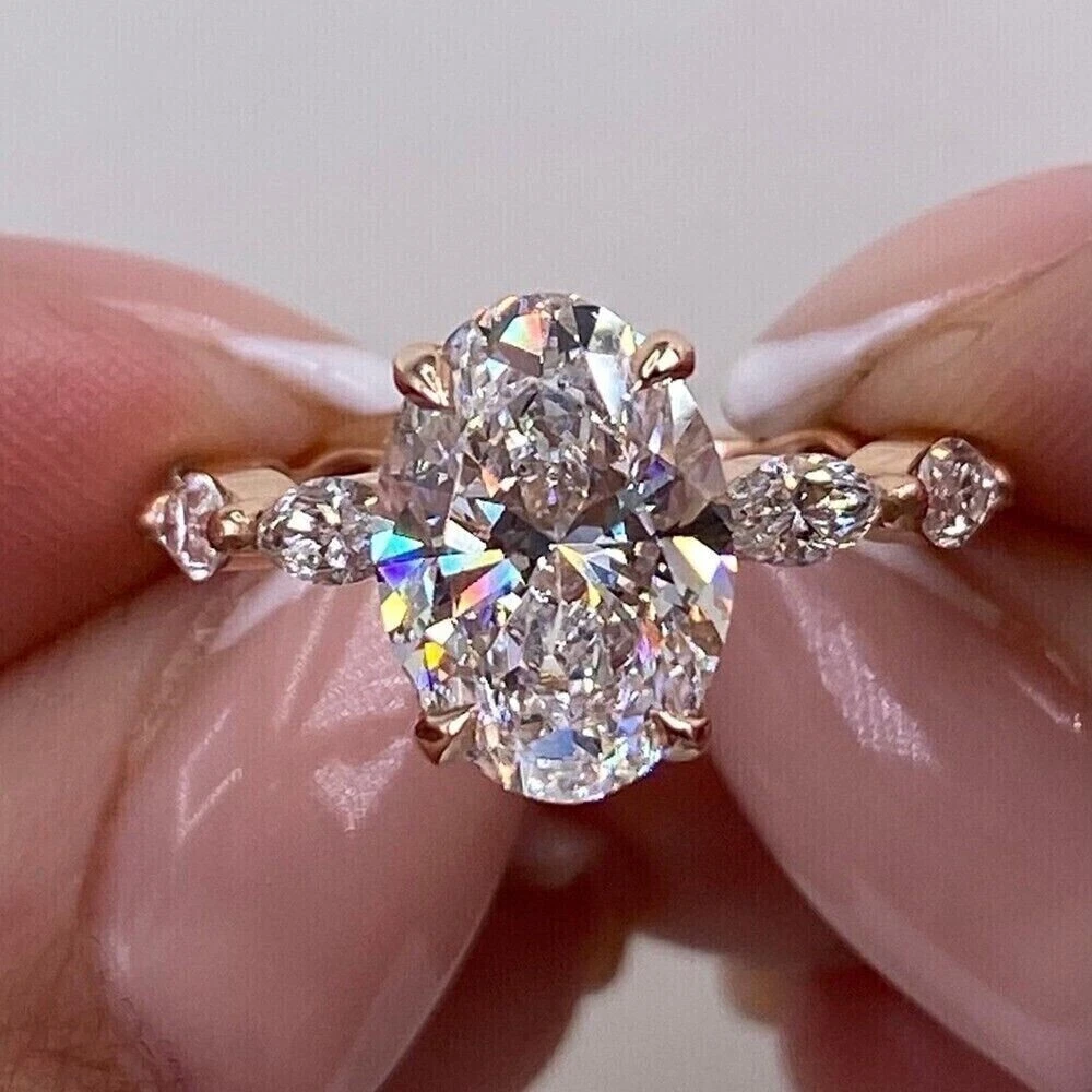 3.40CT Oval Cut Lab Grown Diamond Hidden Halo Engagement Ring In 14k Yellow Gold