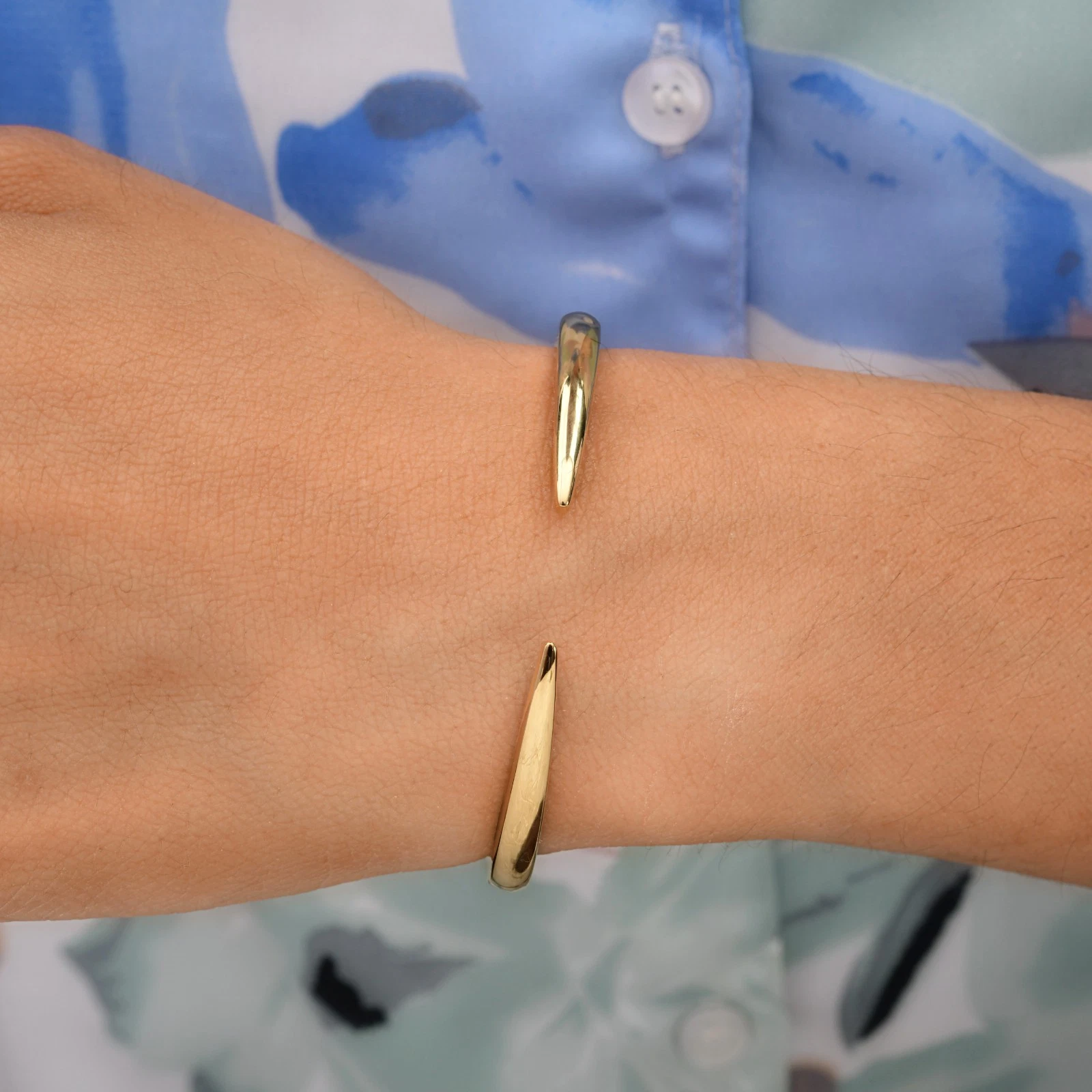 14k Solid Yellow Gold Open Cuff Bangle Bracelet Unisex Jewelry Anniversary Gift