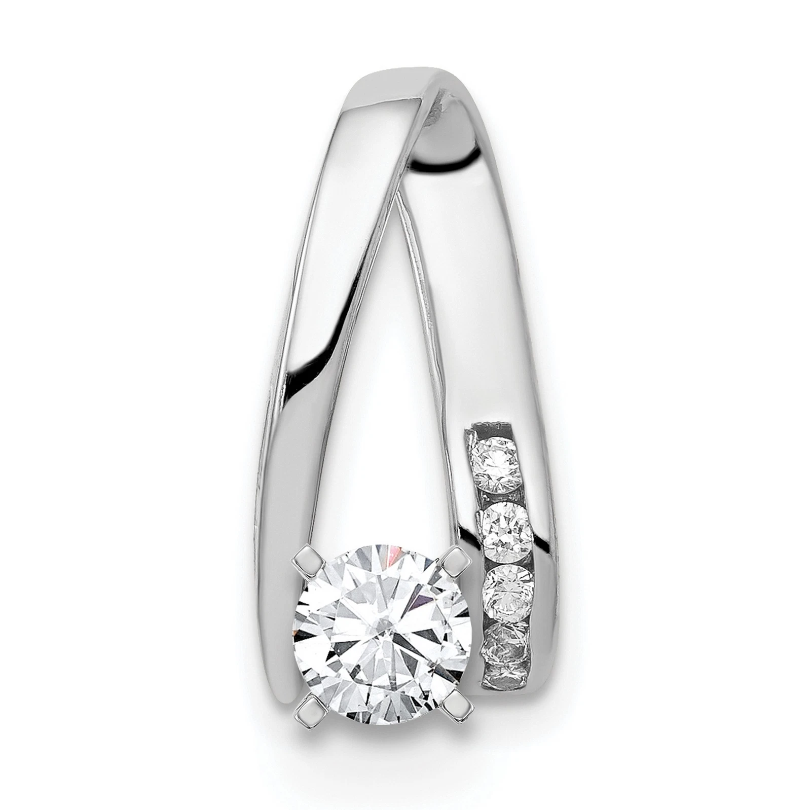 14K White Gold AAA Diamond Slide