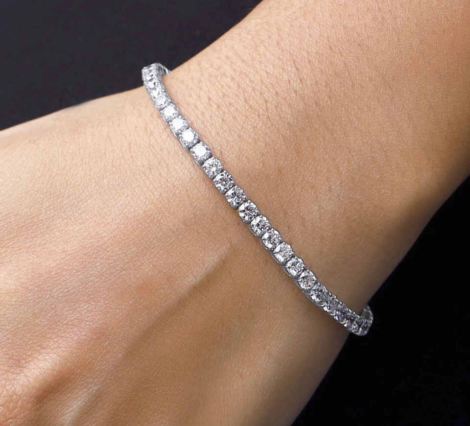 6.00 Ct TW Round Diamond 7 Tennis Bracelet 14k White Gold Lab Grown D/F VS