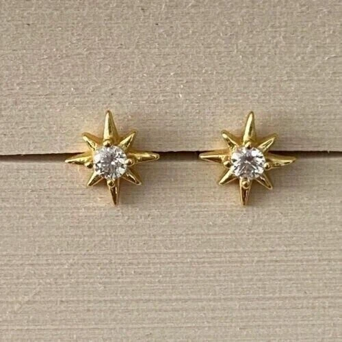 0.50Ct Round Cut Natural Diamond Star Stud Earrings in 14K Yellow Gold