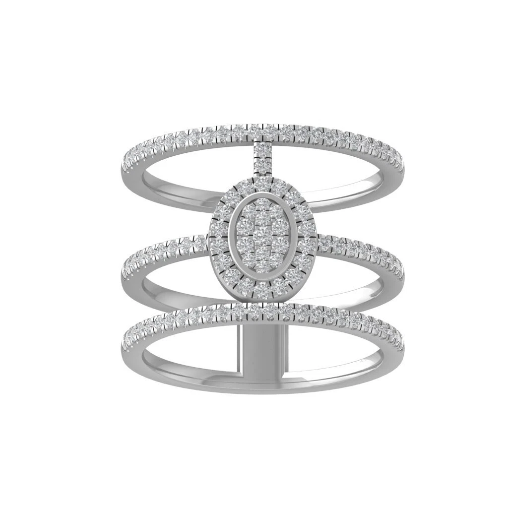 10k White Gold 0.5Ct Lab Grown Diamond Cluster Ring Holiday Gift