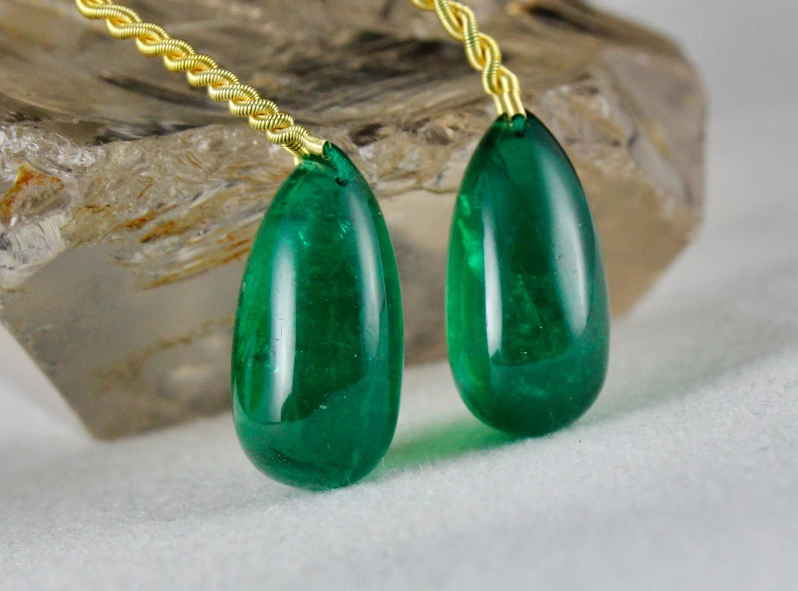 Certified Natural Emerald Tear Drop 35.54 Ct Loose Gemstone Pair Design Earrings