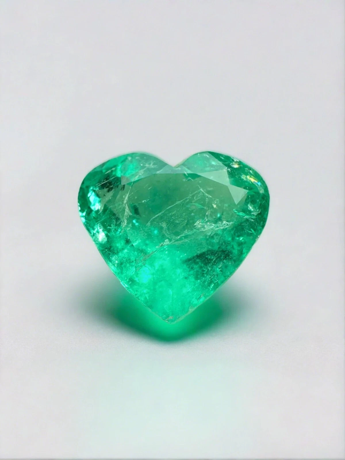 3.43 Carat 10x11 Bright Green Natural Loose Colombian Emerald-Heart Cut Gemstone
