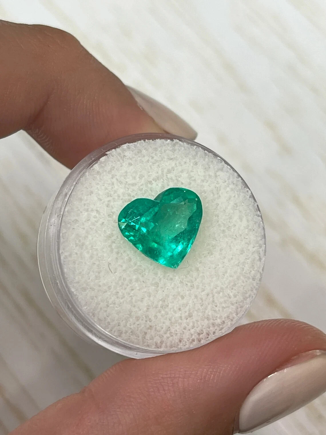 3.43 Carat 10x11 Bright Green Natural Loose Colombian Emerald-Heart Cut Gemstone