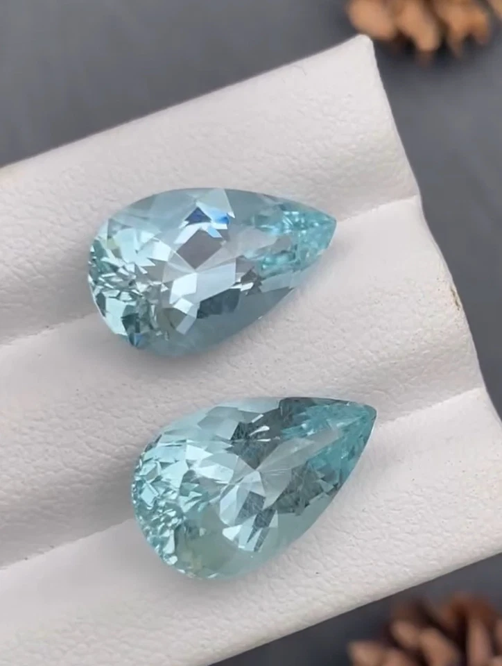 Baby Blue Aquamarine 11.48ct – Pair (AQ4091) 100% Natural Gemstone